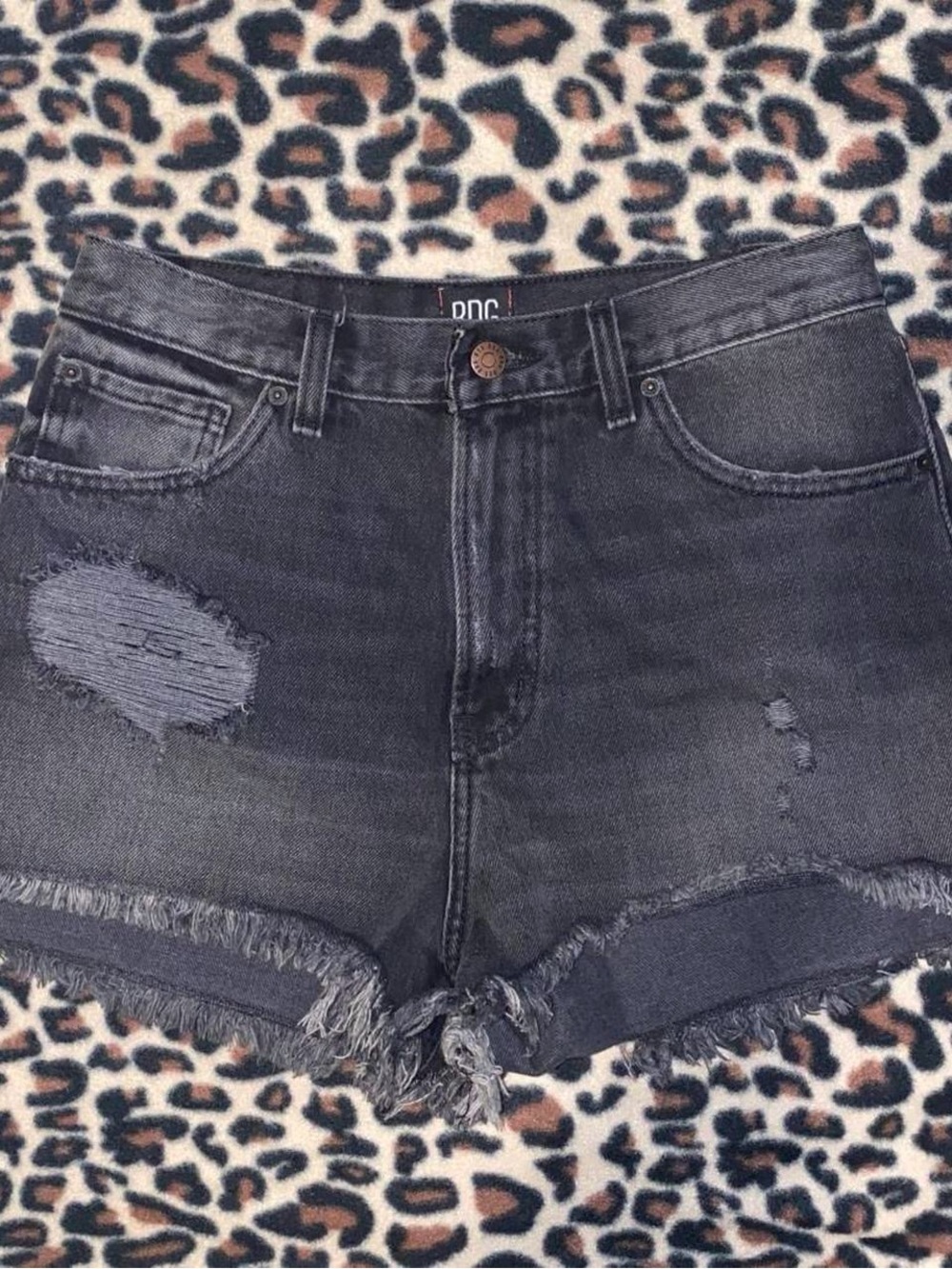 2000s BDG Black Distressed Girlfriend High Rise Denim Shorts